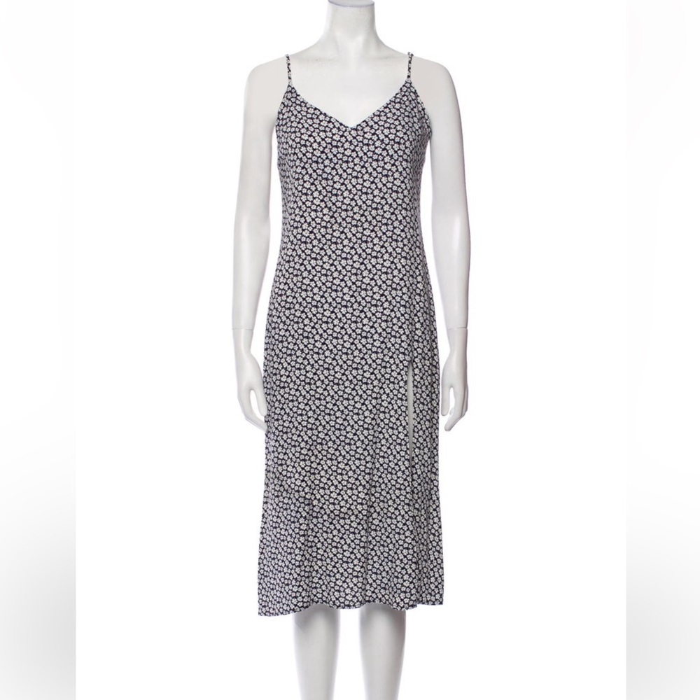 Euc Reformation Floral Cremini Sleeveless Light Spring High Slit Blue Dress 6 M